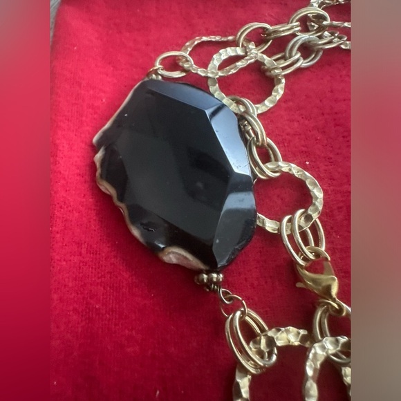 Vintage Agate Slices Goldtone Long Chain Necklace - Picture 3 of 8